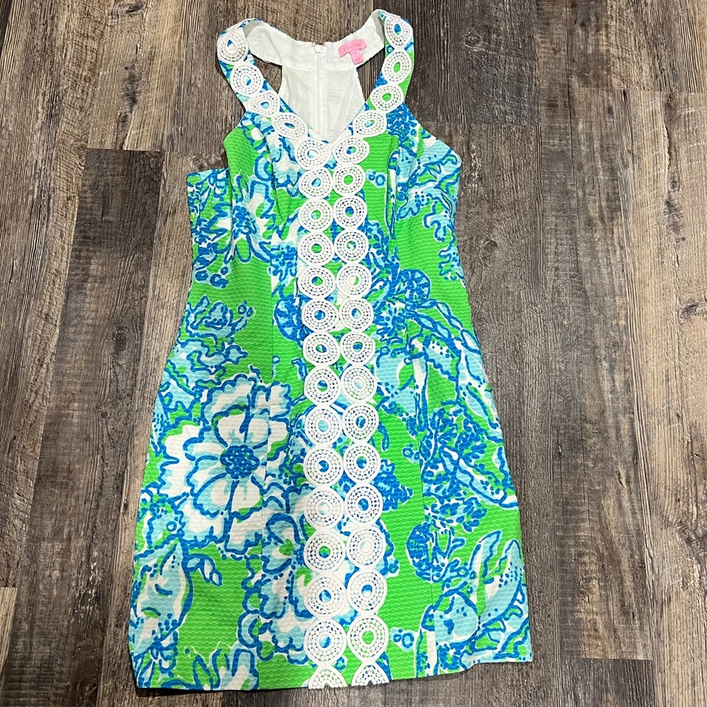 Lilly Pulitzer Green & Blue Floral Racerback Shift Dress